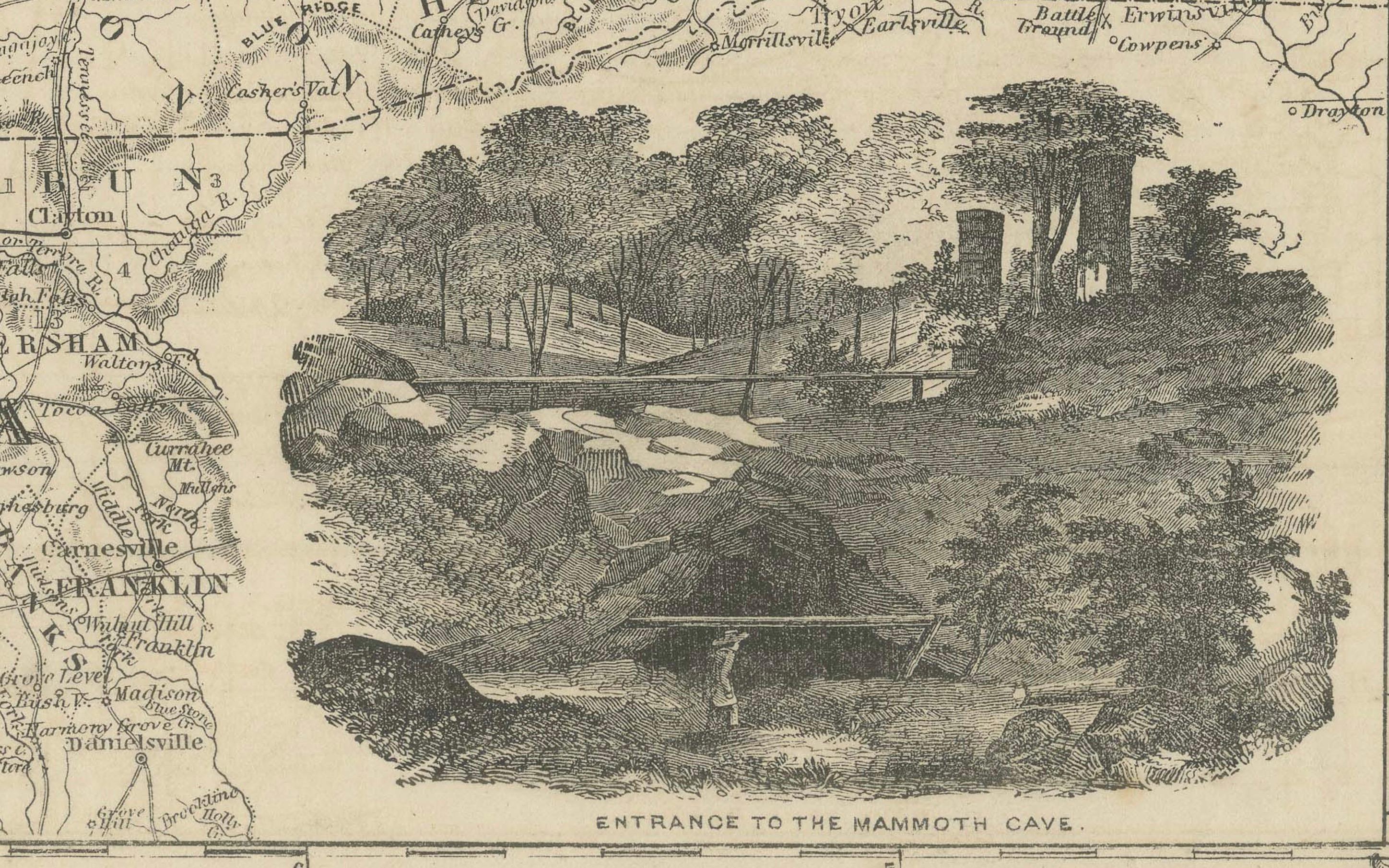 Mapa de Kentucky y Tennessee de la época de la Guerra Civil con inserciones panorámicas, publicado en 1864 Mediados del siglo XIX en venta