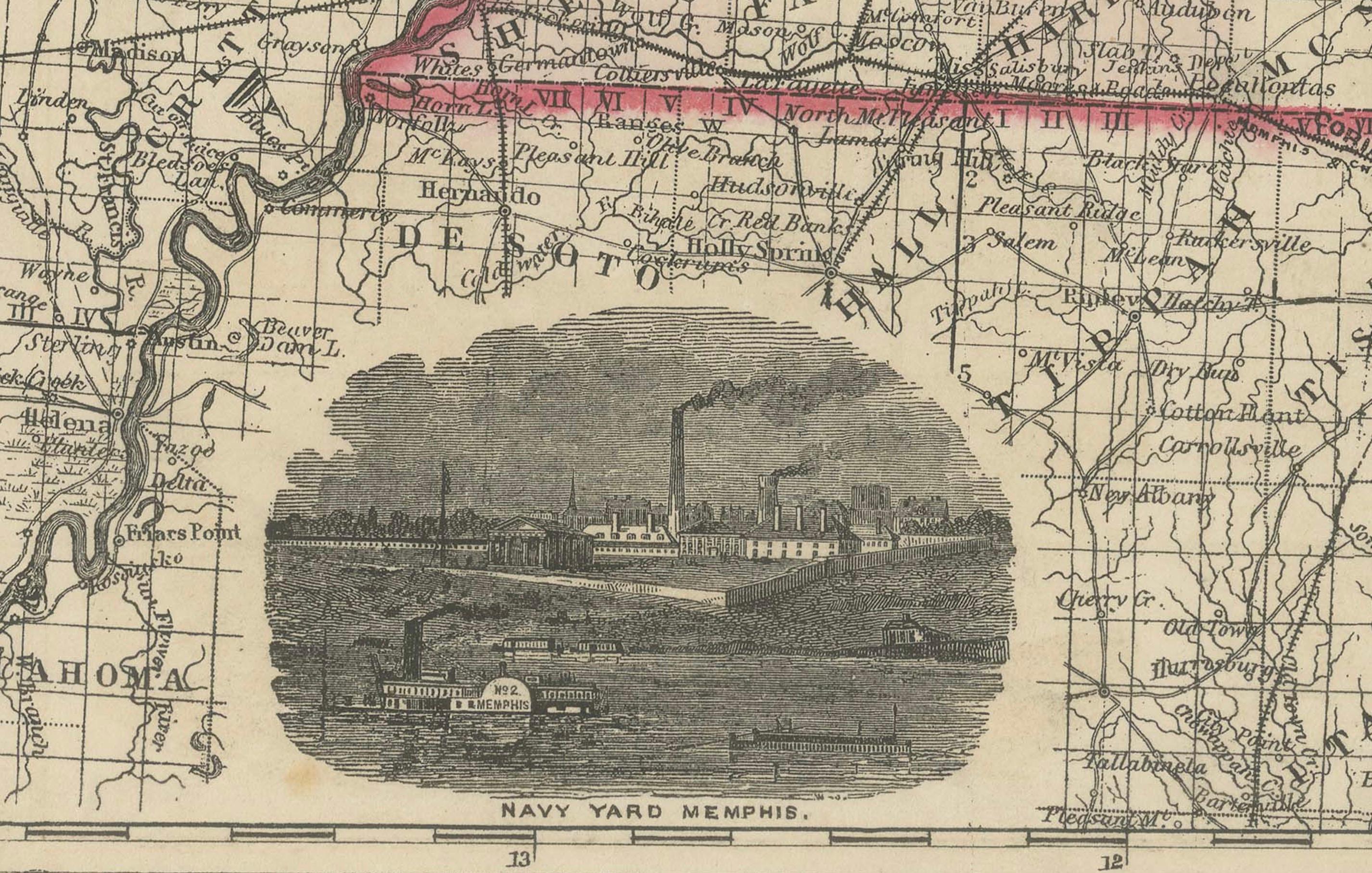Mapa de Kentucky y Tennessee de la época de la Guerra Civil con inserciones panorámicas, publicado en 1864 en venta 1