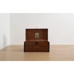 Civil War Era Wood Trunk in Hardwood Slats