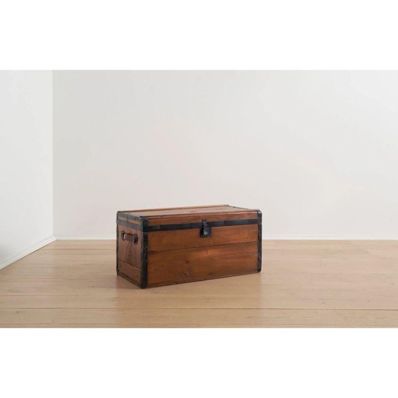 American Colonial Civil War Era Wood Trunk in Hardwood Slats