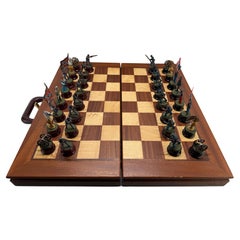 Civil War Lead Soldier Themed Chess Set Vintage