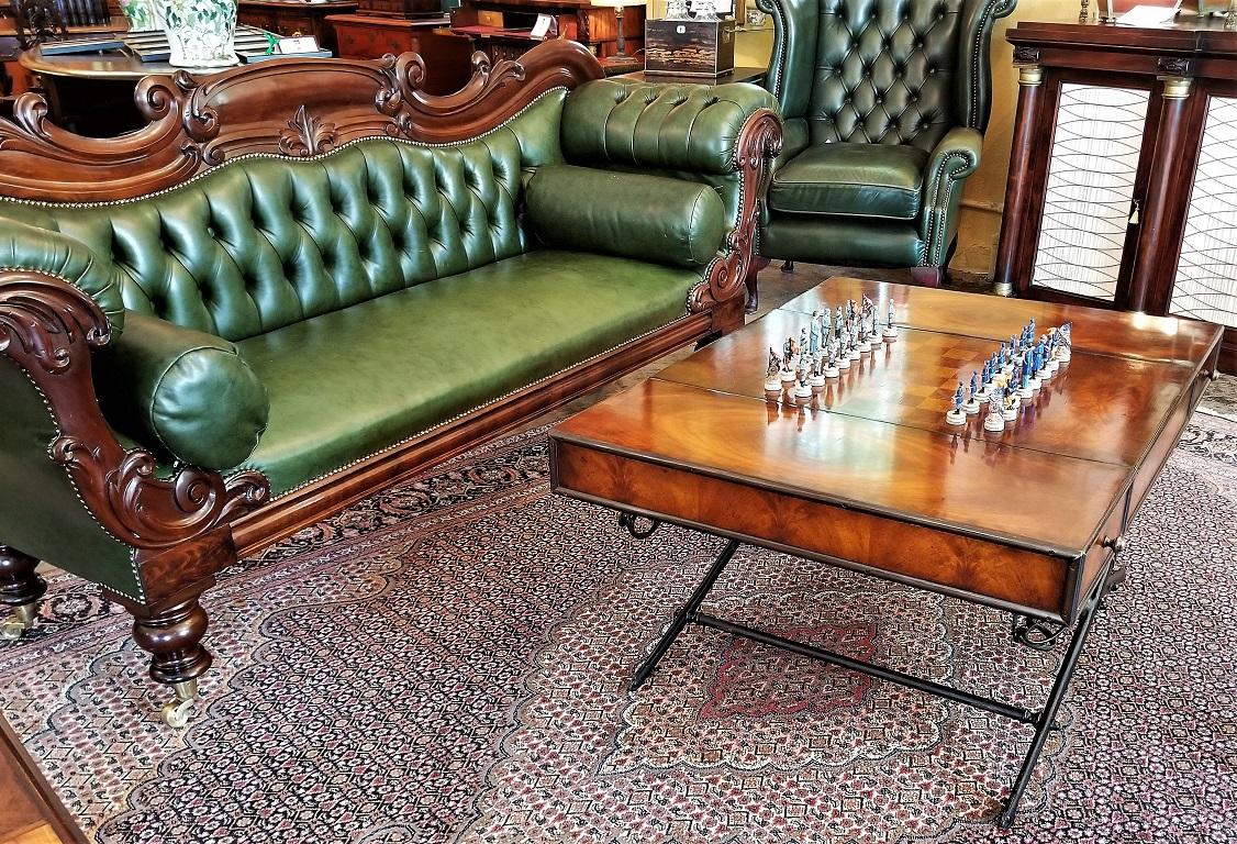 20th Century Civil War Themed Mahogany Games Table with Sword Legs