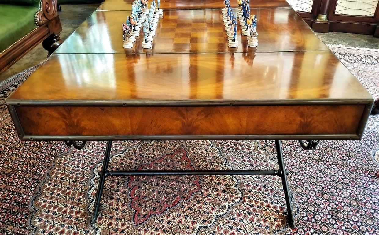 Metal Civil War Themed Mahogany Games Table with Sword Legs