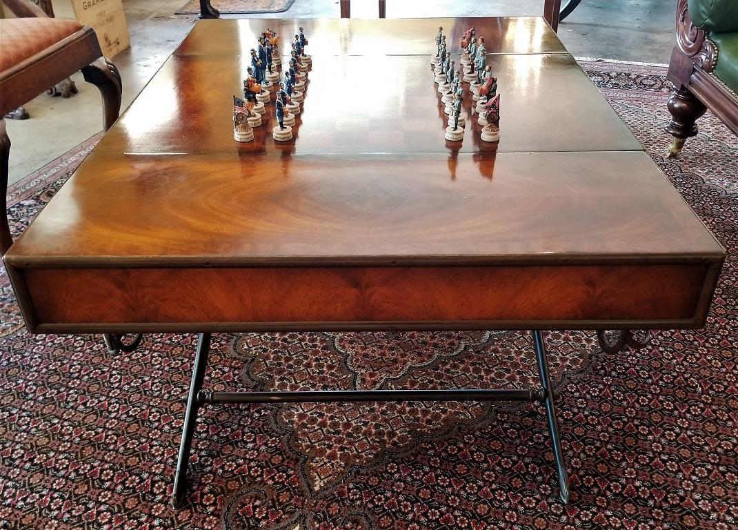 Civil War Themed Mahogany Games Table with Sword Legs 1