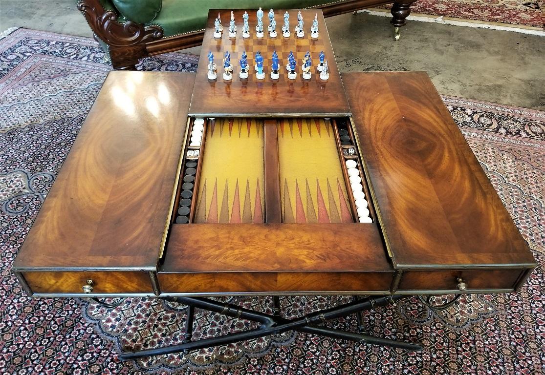 American Classical Civil War Themed Mahogany Games Table with Sword Legs