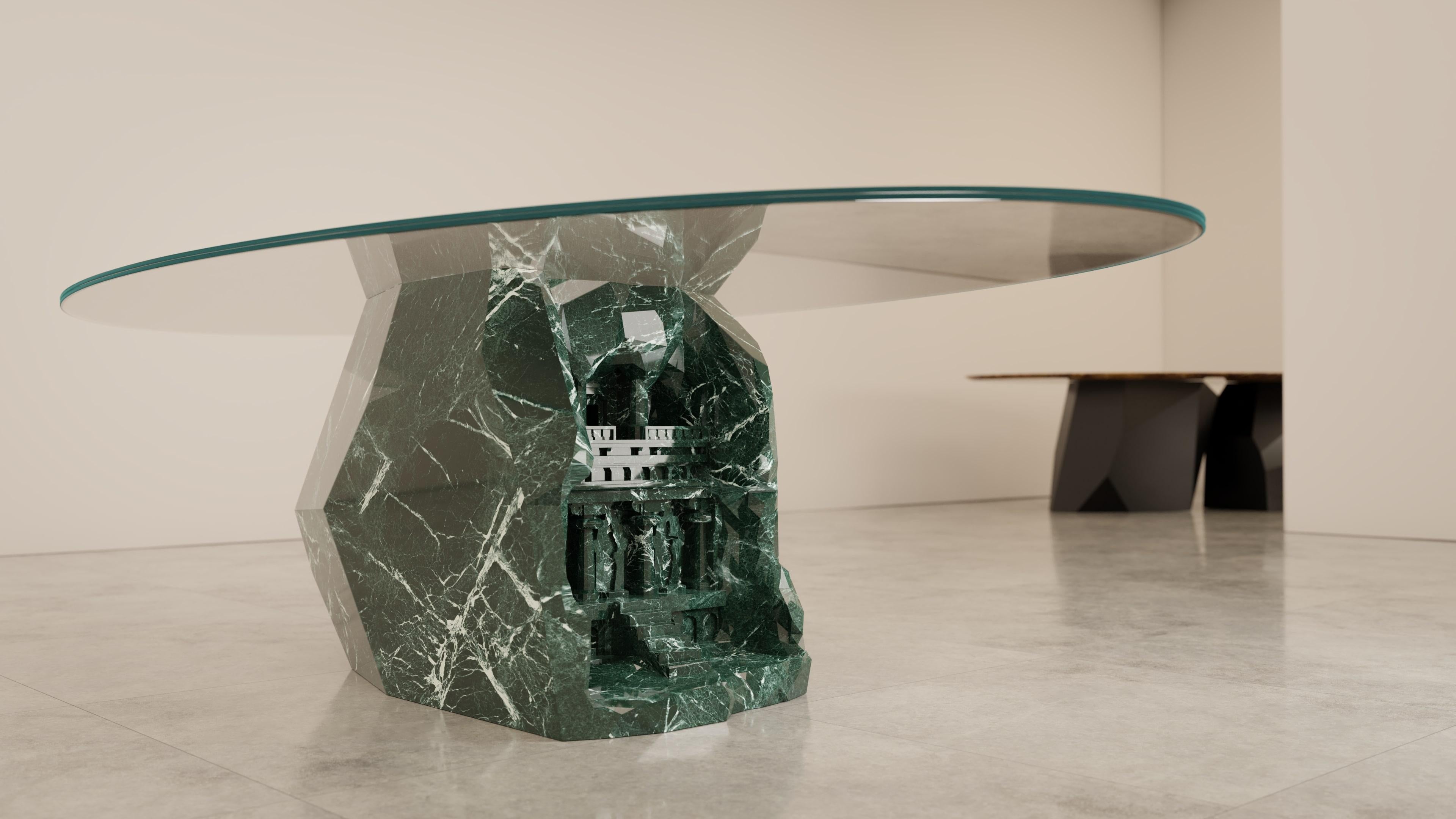 Civilization is a series of uniquely hand-carved marble tables, based on ancient Temples and Monuments hewn from their surrounding landscapes. The series pays homage to their great artistry, to create pieces that will last for the civilizations that