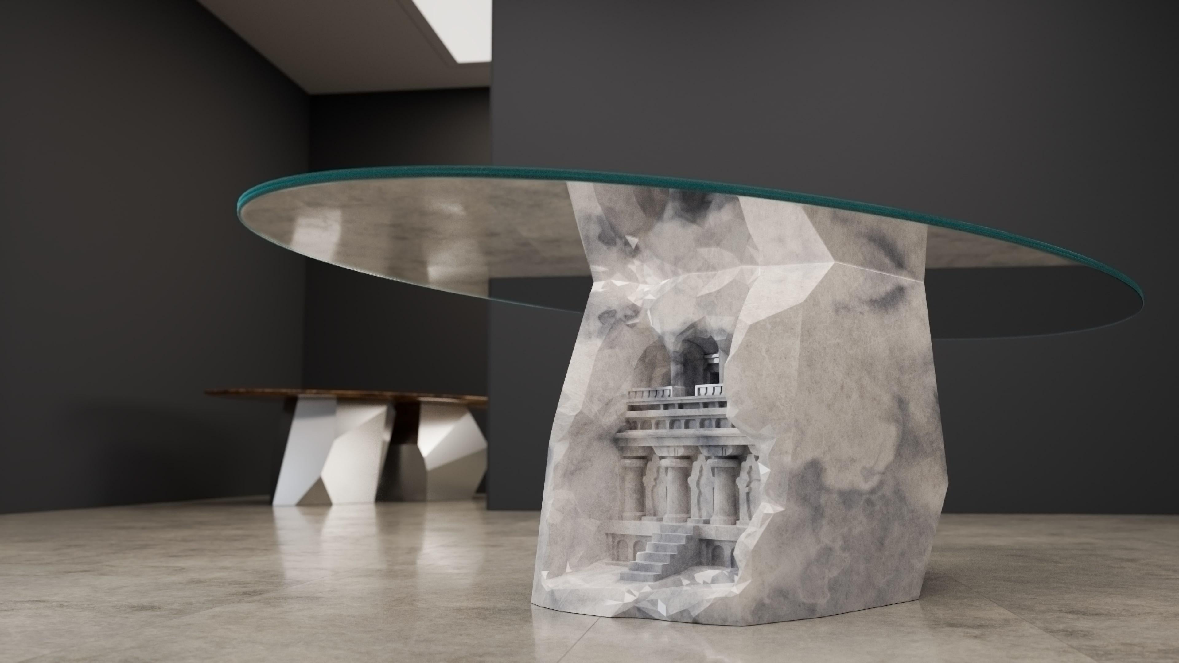 Tavolino da caffè in marmo bianco Civilization, pezzo in edizione limitata in vendita 1