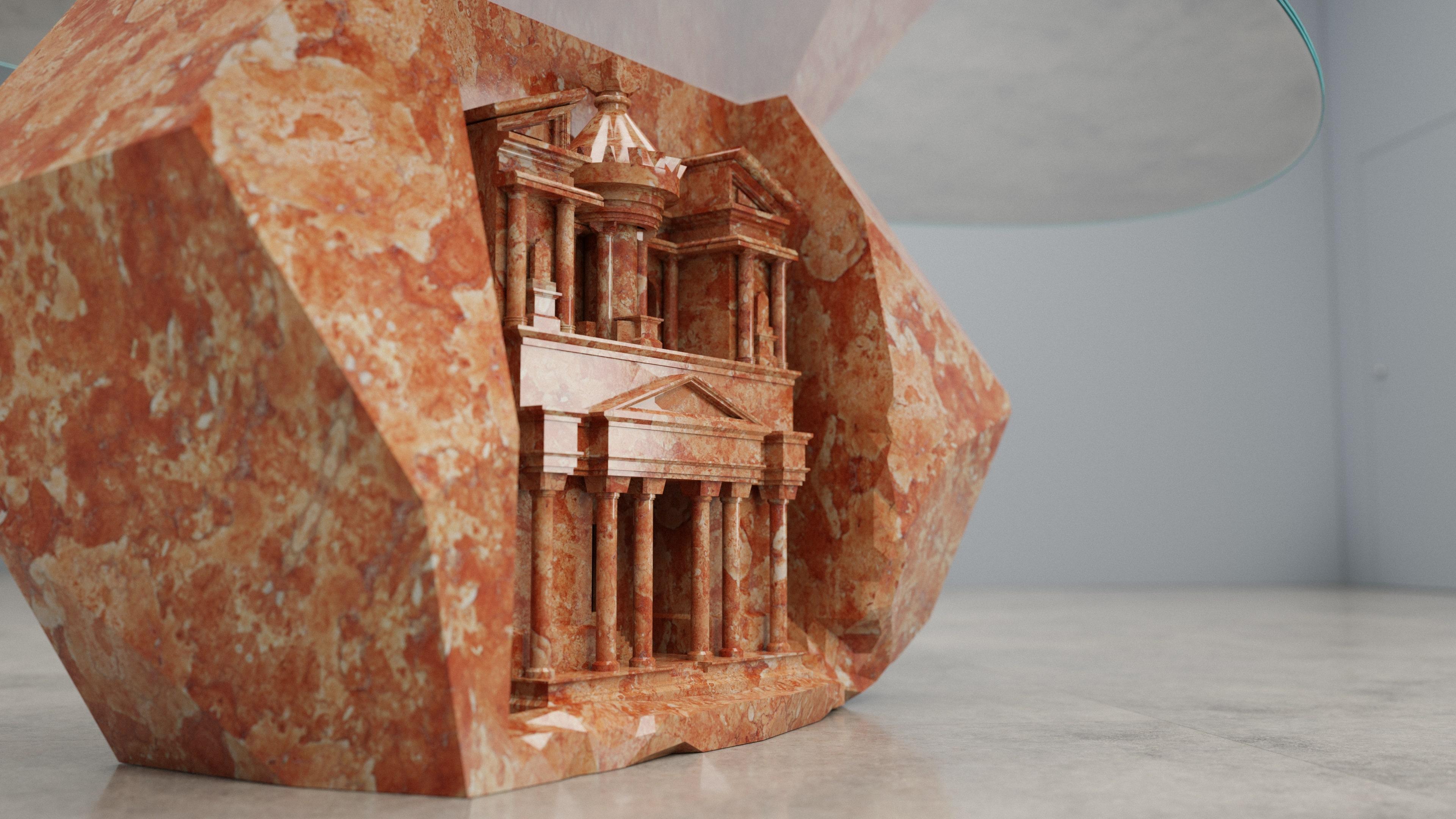 Britannico Tavolino Civilization in marmo arancione di Duffy London in vendita