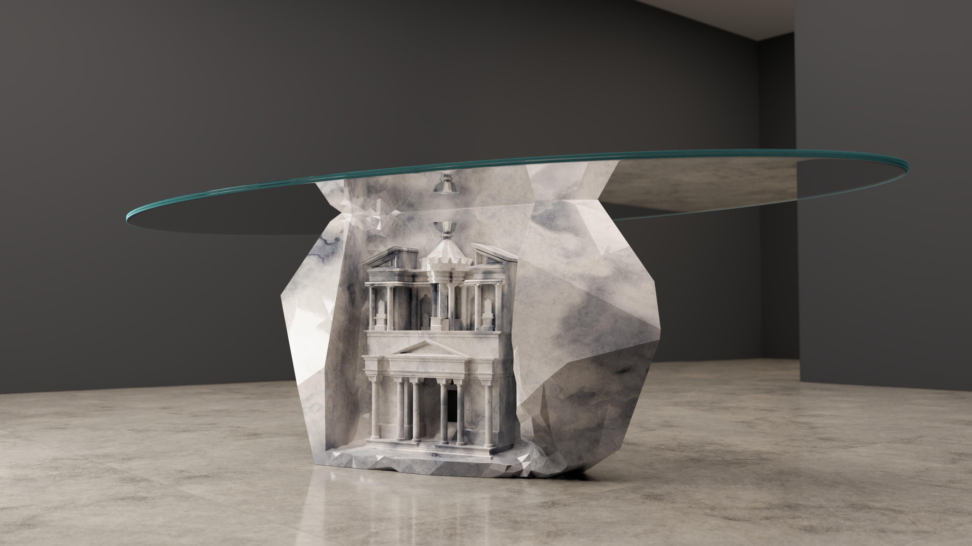 Intagliato a mano Tavolino Civilization in marmo arancione di Duffy London in vendita