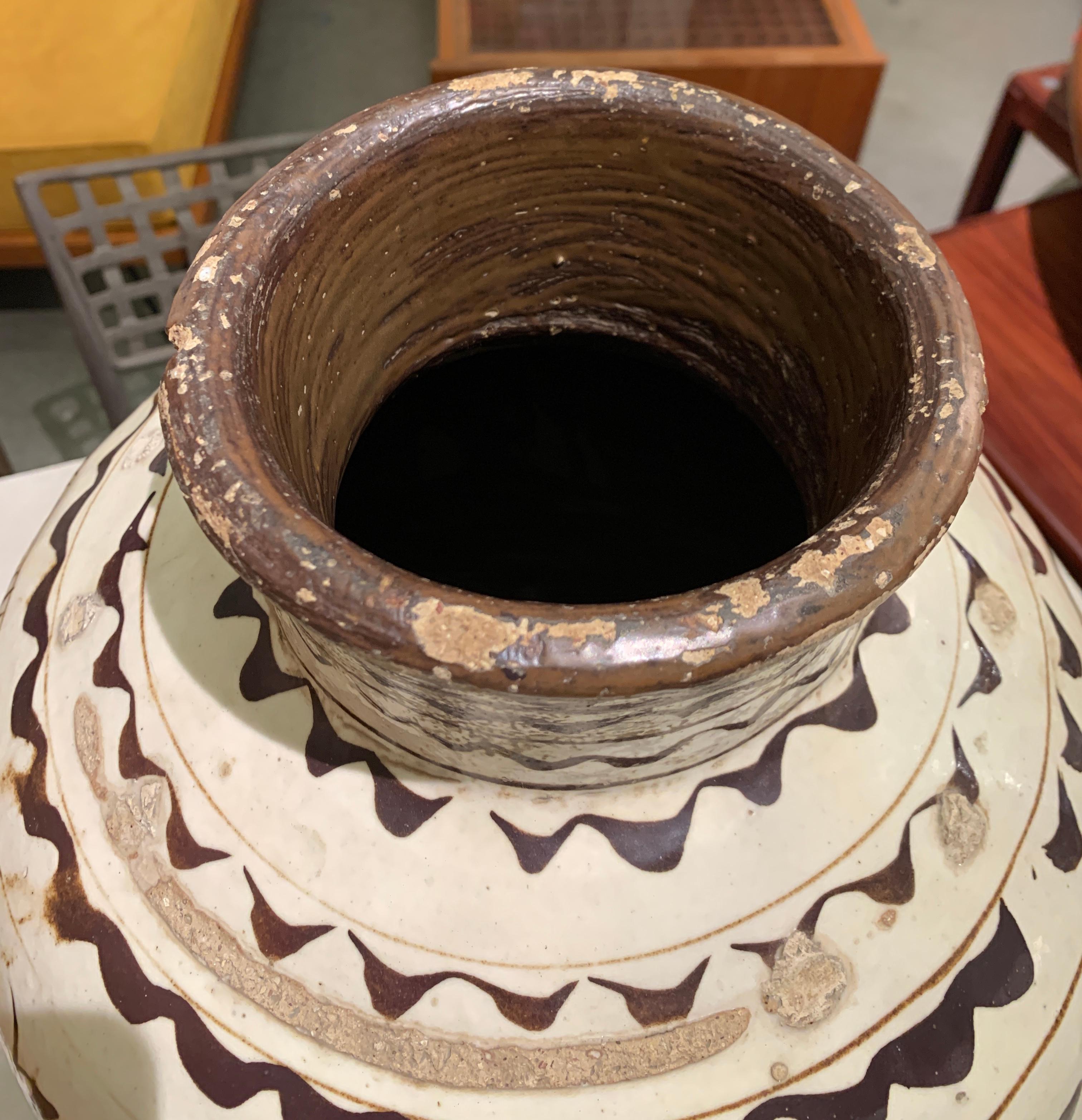 19th Century Cizhou Decorated Stoneware Wine Vessel For Sale