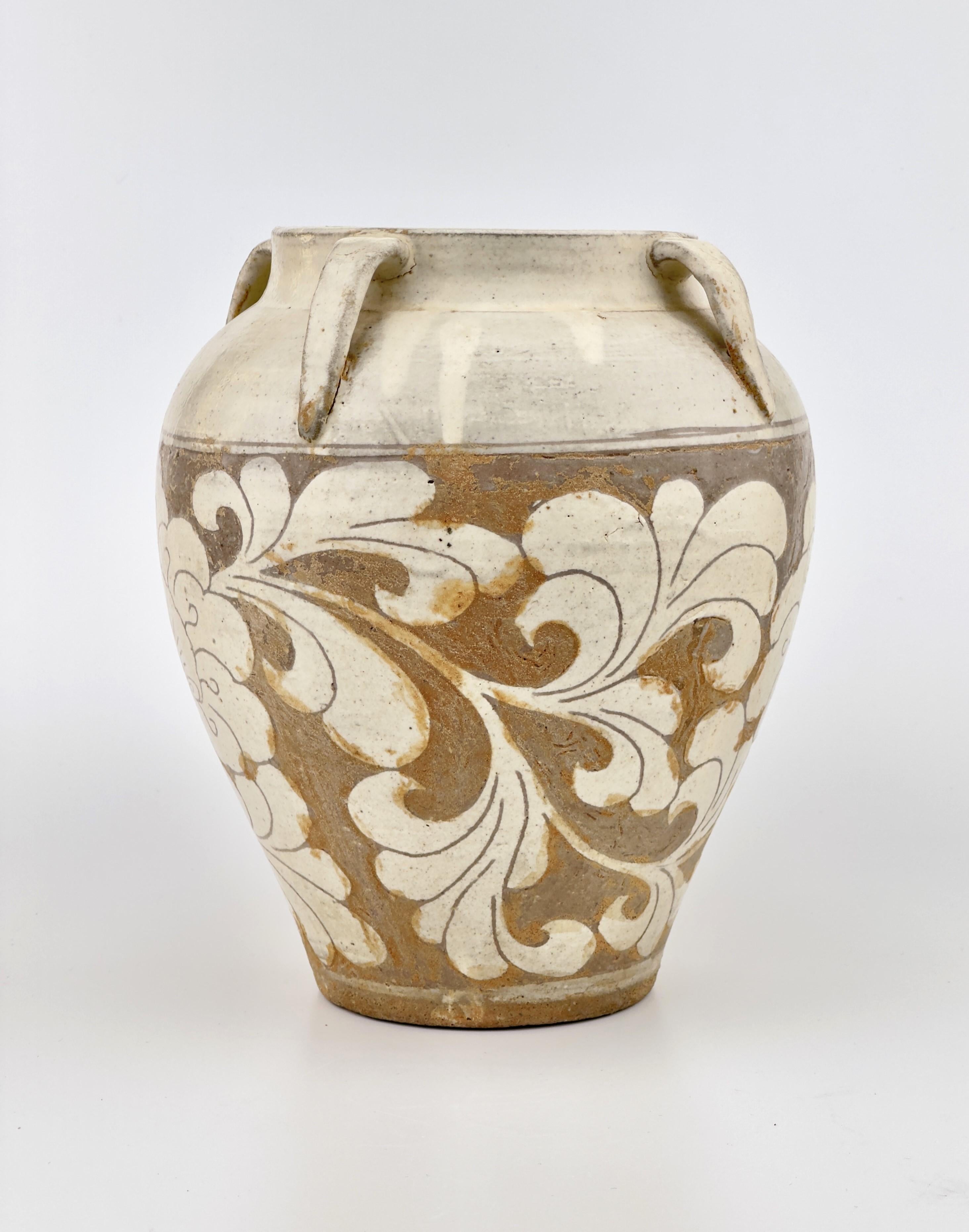Chinese Cizhou Lotus Carved Jar, Song-Yuan dynasty For Sale