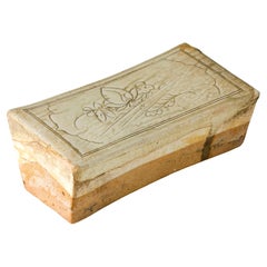 Cizhou Rectangular Pillow with Carved Decoration, Yuan Dynasty