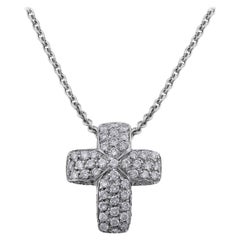 CJ Charles 18 Karat White Gold Pave Diamond Cross Pendant