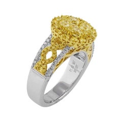 CJ Charles 18 Karat Yellow and White Gold Diamond Cluster Ring