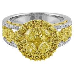 CJ Charles 18 Karat Yellow and White Gold Diamond Cluster Ring
