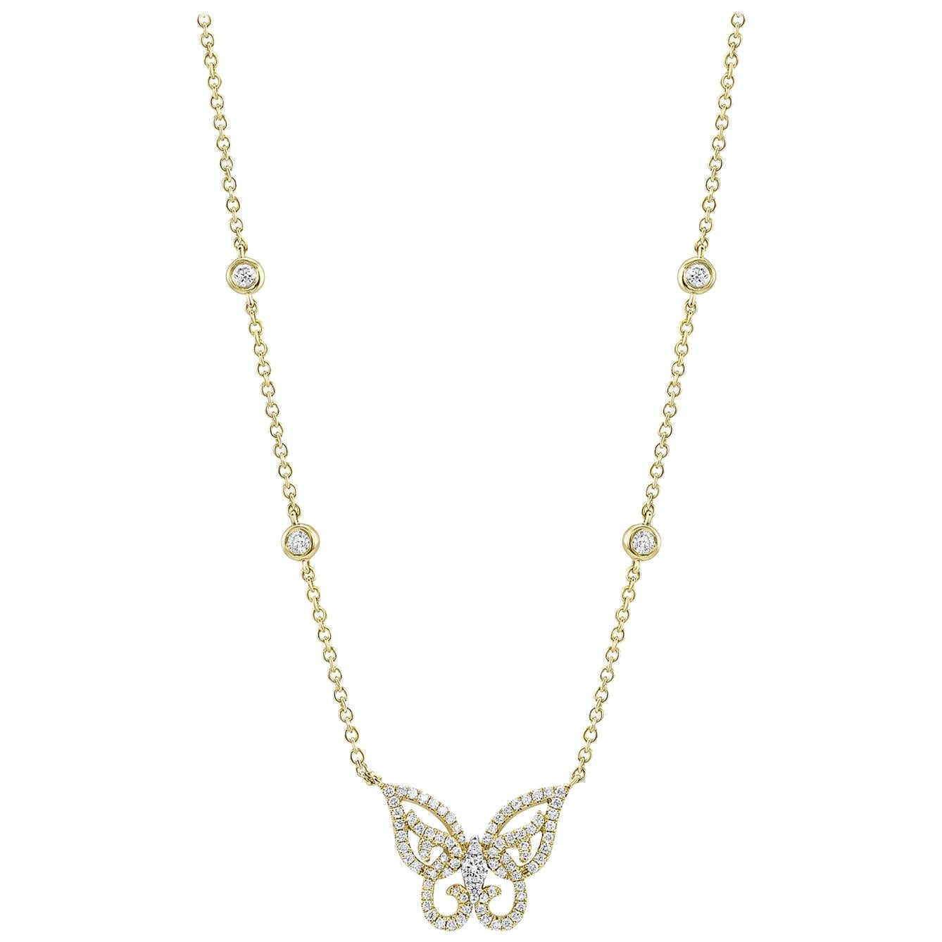 BUTTERFLY GOLD DIAMOND PAVED NECKLACE
