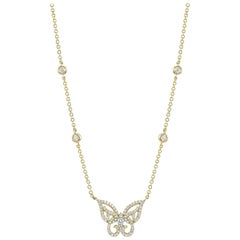 CJ Charles 18 Karat Yellow Gold Diamond Butterfly Necklace
