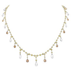 CJ Charles Rivière Briolette Multi-Color Diamond Necklace