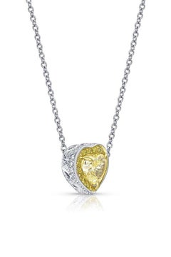 CJ Charles Rivière Fancy Yellow Diamond Heart Necklace