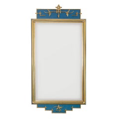 Vintage C.J. Eriksson & Co Swedish Art Deco Mirror in Blue and Gold