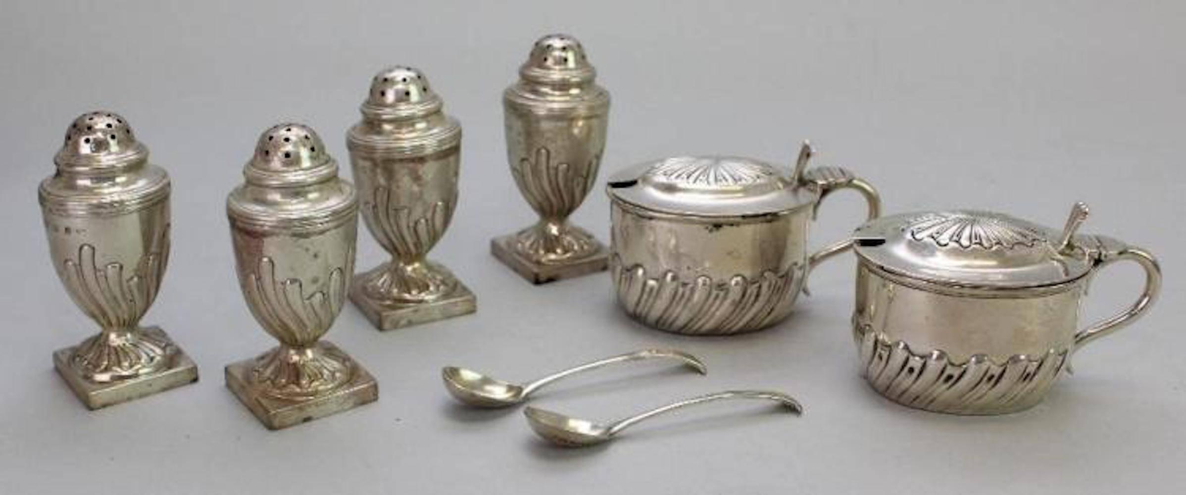 19th Century C.J. Hill Cased Sterling Silver Salt and Pepper