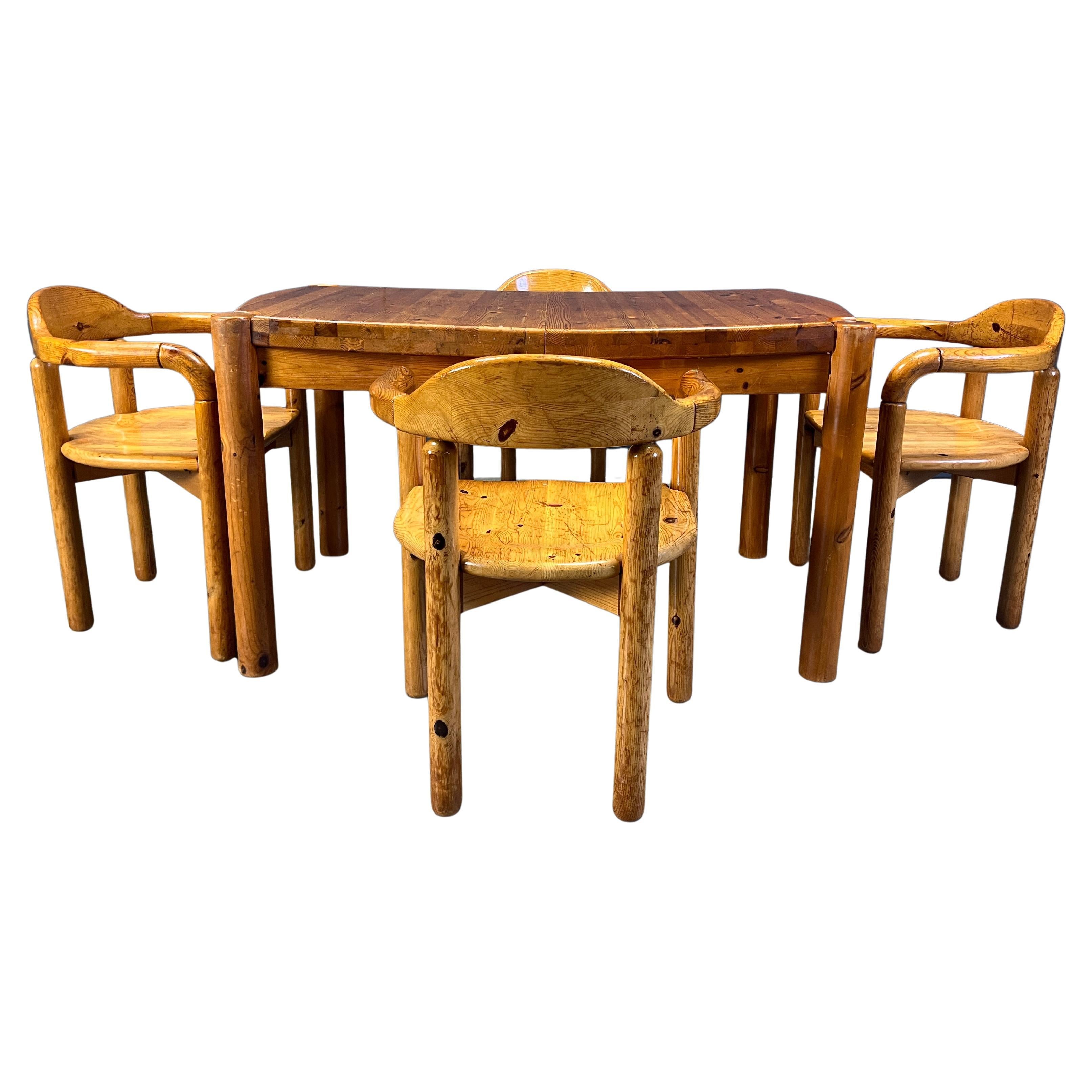 CJ Rosengaarden pine wood dining set - set of 5 - 1970s For Sale