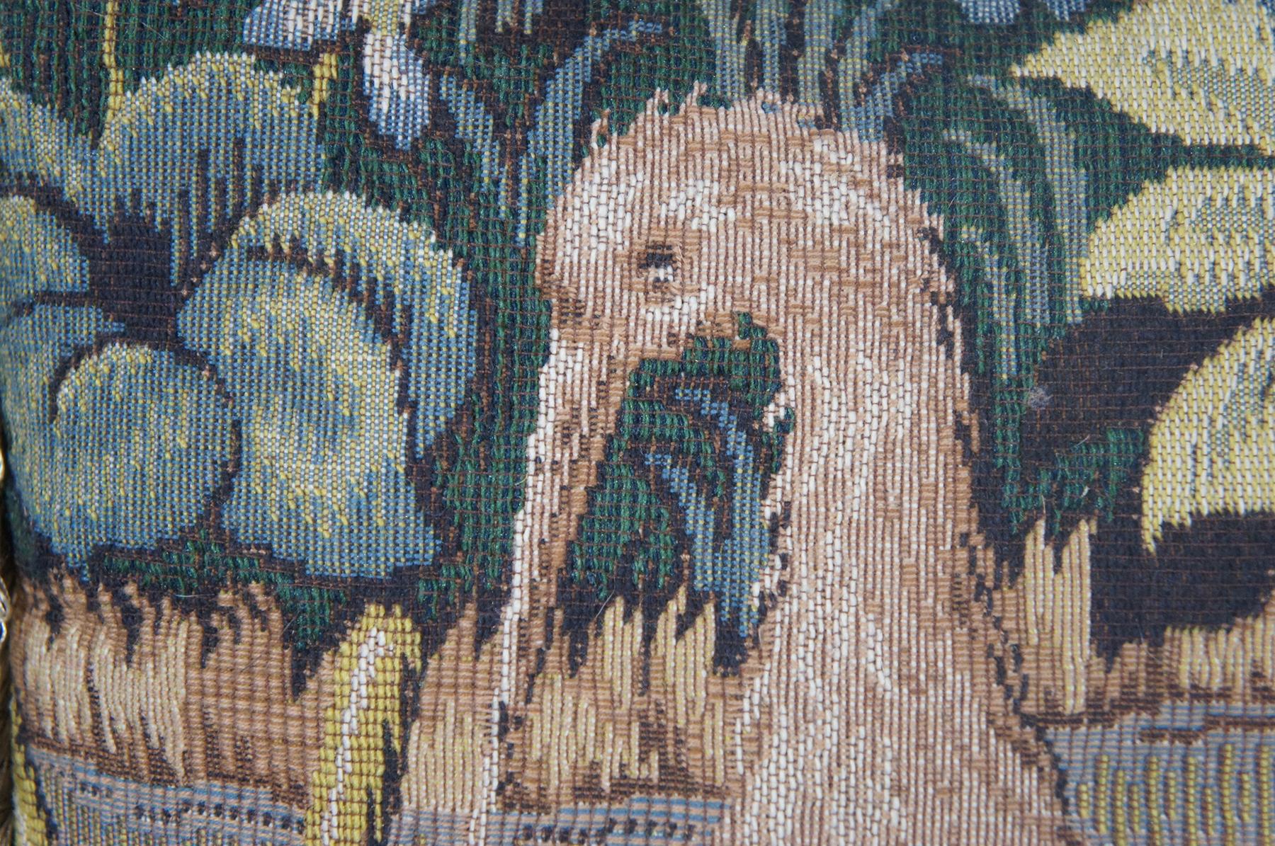 CJC Medieval Tapestry Needlepoint Tapestry Down Fill Throw Pillow Heron, France 5