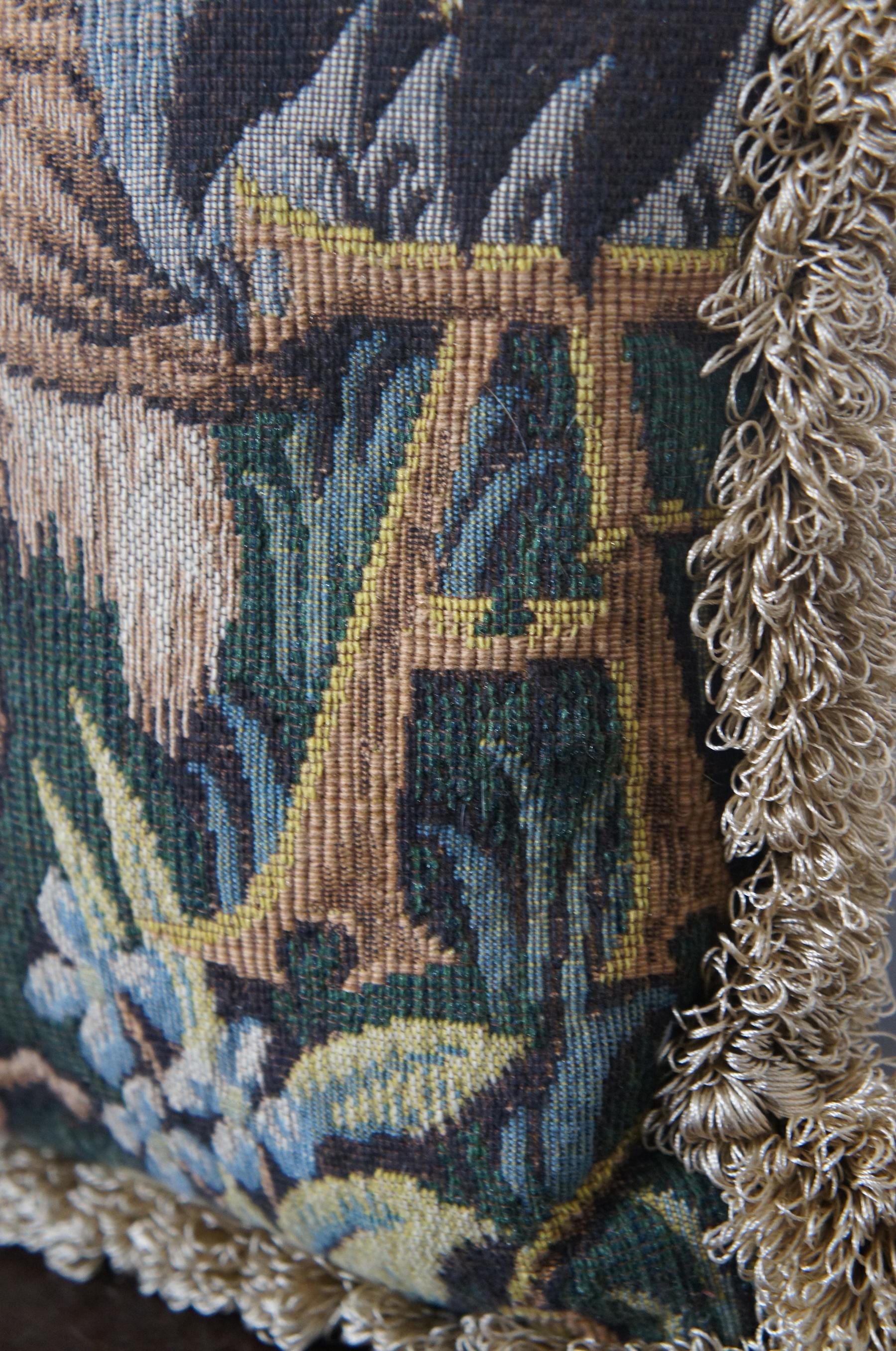 CJC Medieval Tapestry Needlepoint Tapestry Down Fill Throw Pillow Heron, France 6