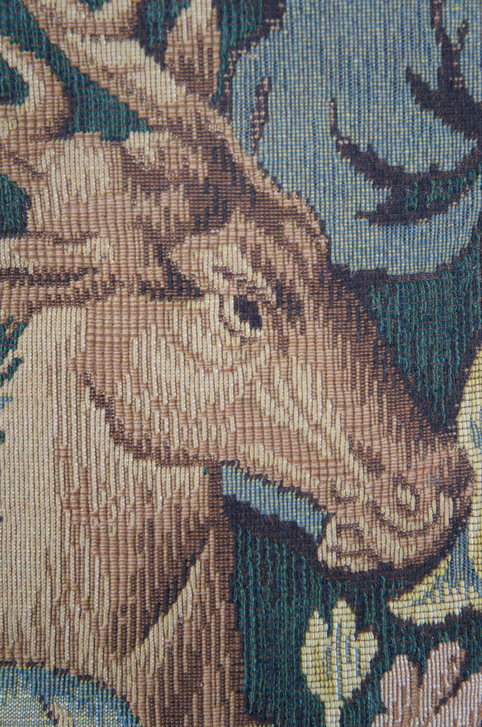 CJC Medieval Tapestry Needlepoint Tapestry Down Fill Throw Pillow Stag, France 4