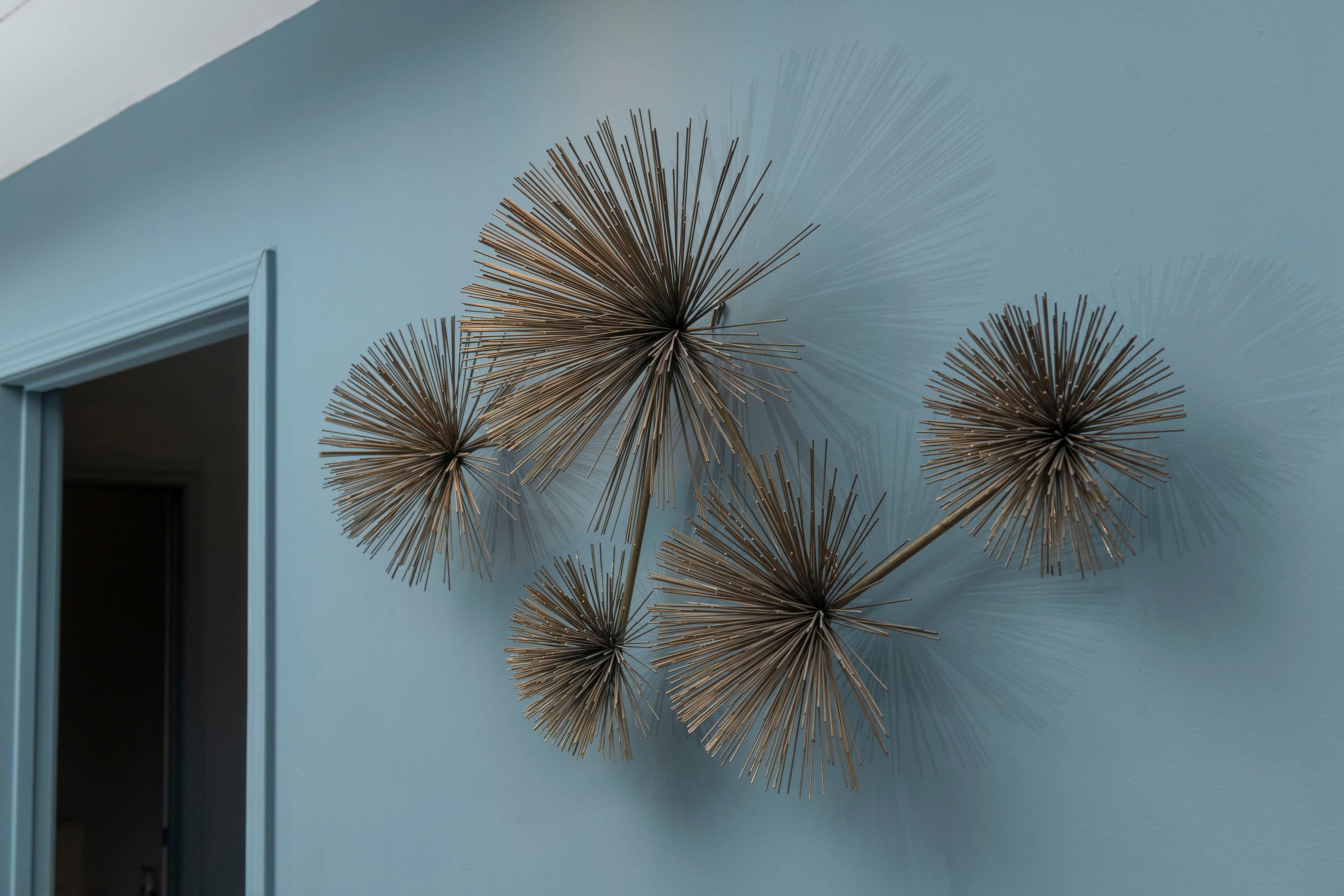 C.Jere Pom Pom or Sea Urchin Wall Sculpture in Bronze 1