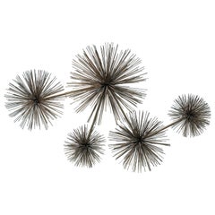 C.Jere Pom Pom or Sea Urchin Wall Sculpture in Bronze