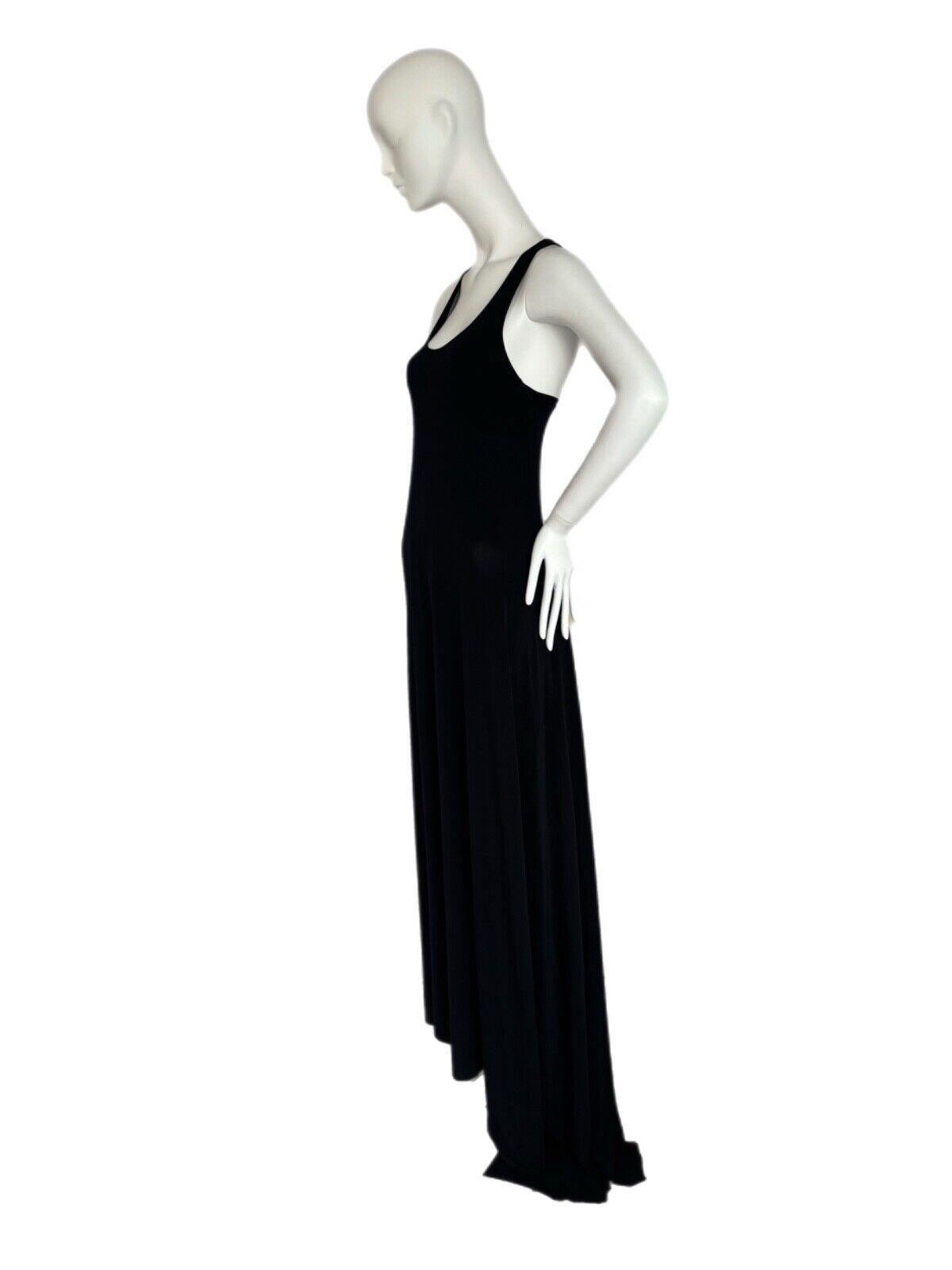 Women's CK by CALVIN KLEIN Vintage Black Long Maxi Dress w. Pocket Asymmetrical Back
