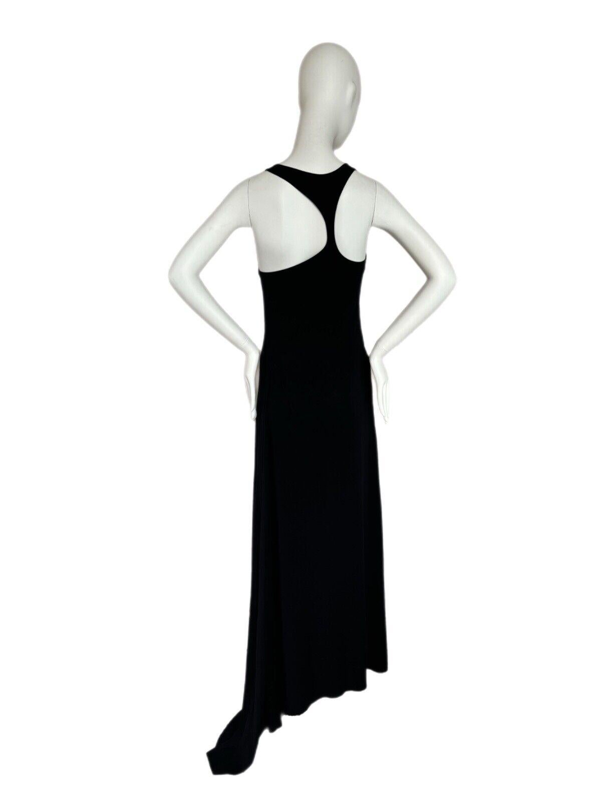 CK by CALVIN KLEIN Vintage Black Long Maxi Dress w. Pocket Asymmetrical Back 3