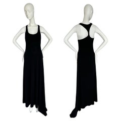 CK by CALVIN KLEIN Vintage Black Long Maxi Dress w. Pocket Asymmetrical Back