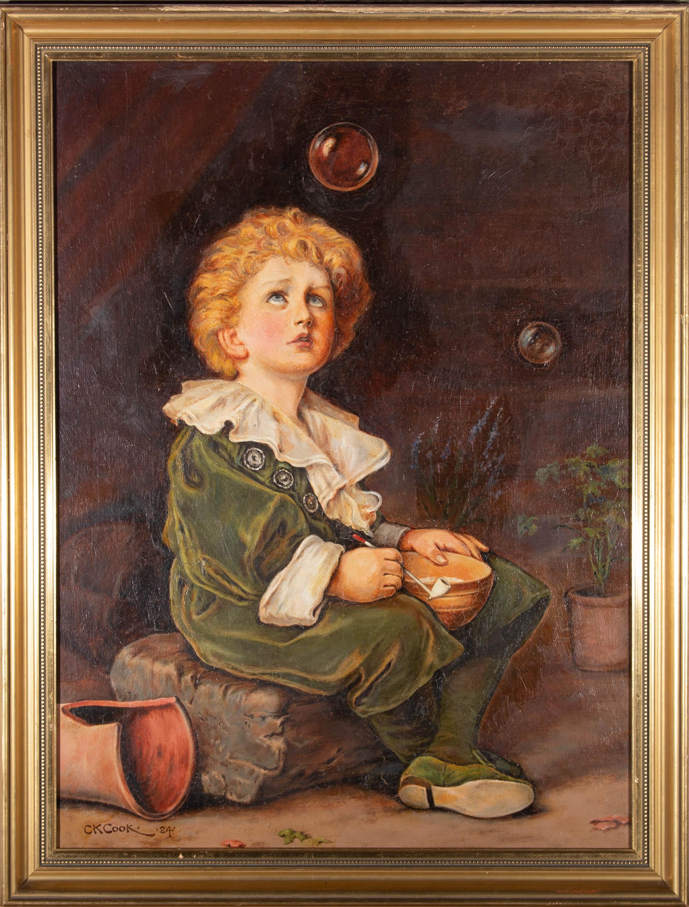 C.K. Cook d'après John Everett Millais (1829-1896) - 1924 Huile, bulles - Painting de C.K. Cook after John Everett Millais