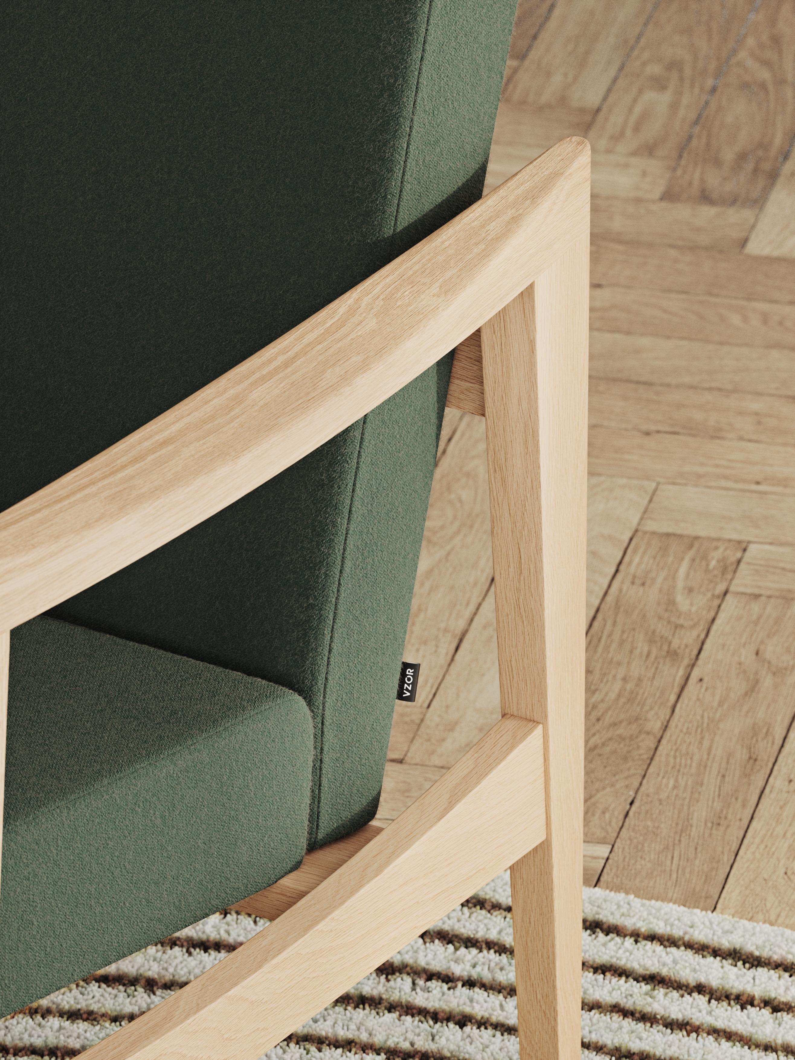 Post-Modern CK57 Contract Natural Beech Wood And Velvet Henry FR Upholstery Armchair by VZOR For Sale