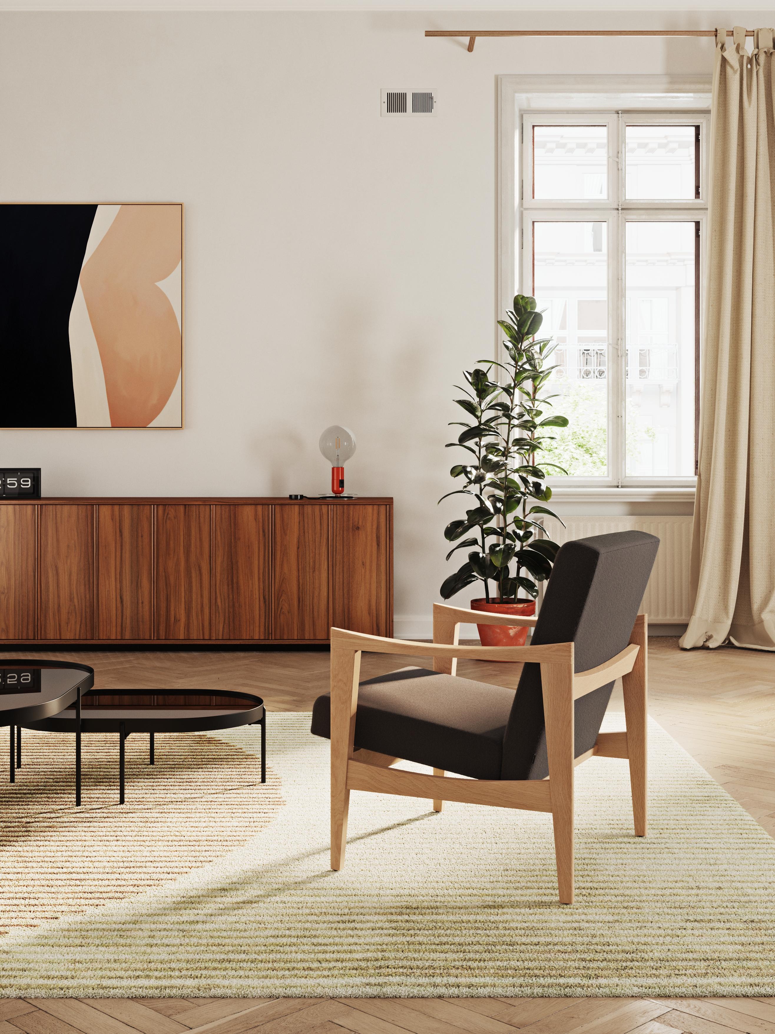 Other CK57 Contract Natural Beech Wood And Velvet Henry FR Upholstery Armchair by VZOR For Sale
