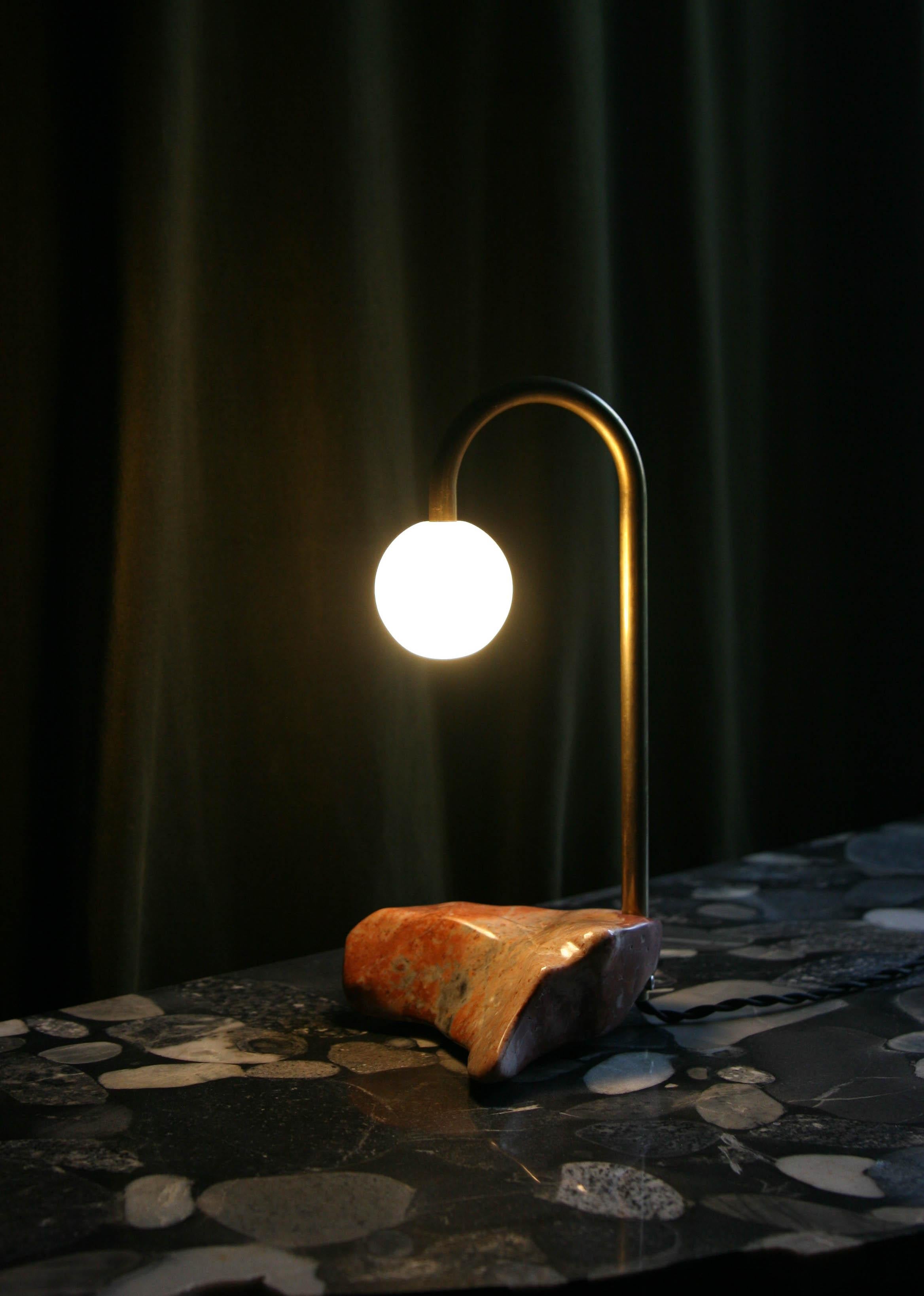 Contemporary CL-00 Cane Sculptural Lamp of Brass, Marble and Alabaster