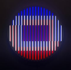 CL Cerchio artigianale a LED con illuminazione geometrica Scultura da parete di Paul Sende