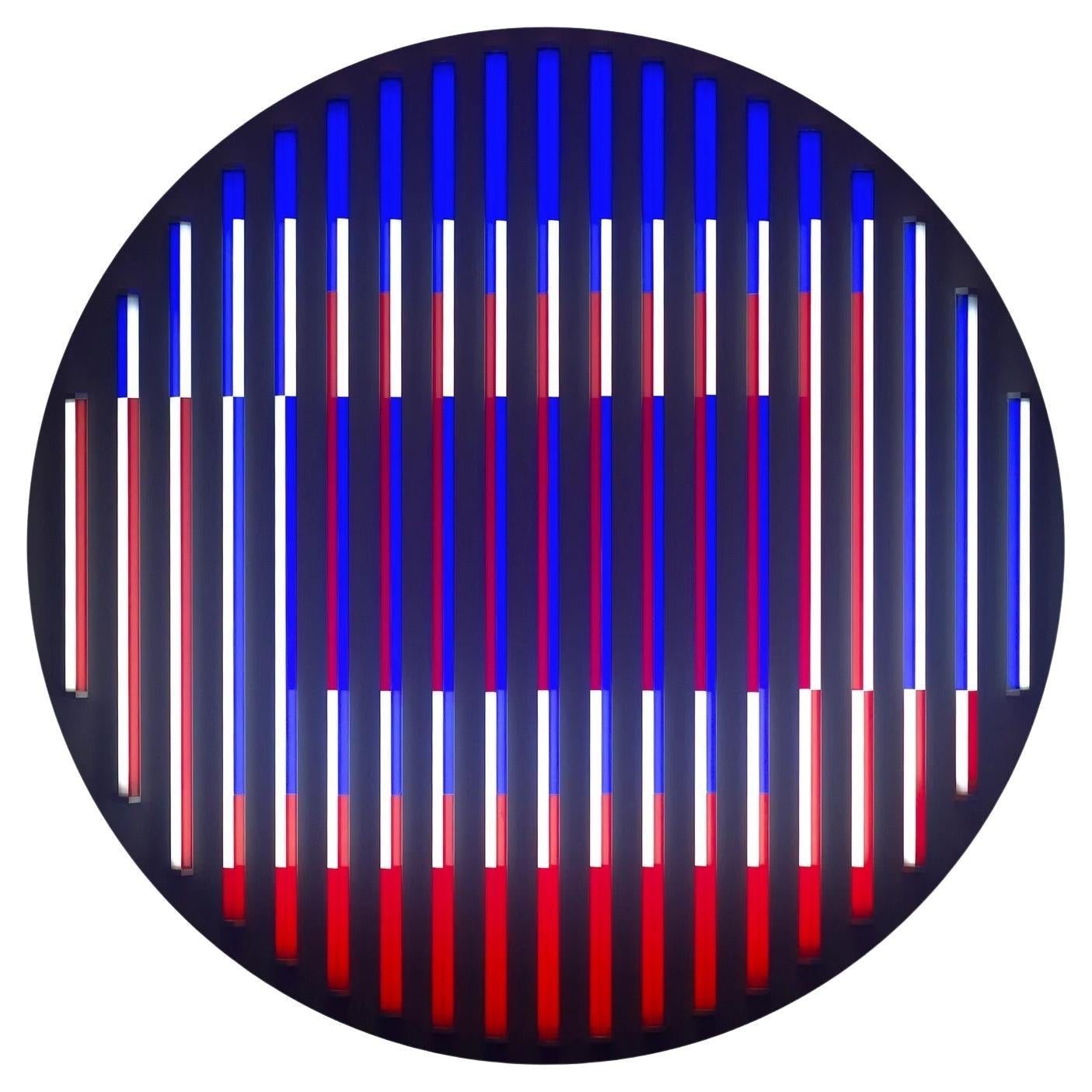 CL Handcrafted Circle LED Geometric Lighting Sculpture Wall Decor by Paul Sende