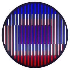 CL Handcrafted Circle LED Geometric Lighting Sculpture Wall Decor by Paul Sende