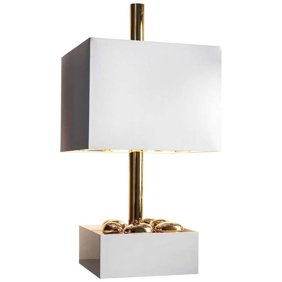 Brass Small Rectangular Lamp For Sale at 1stDibs