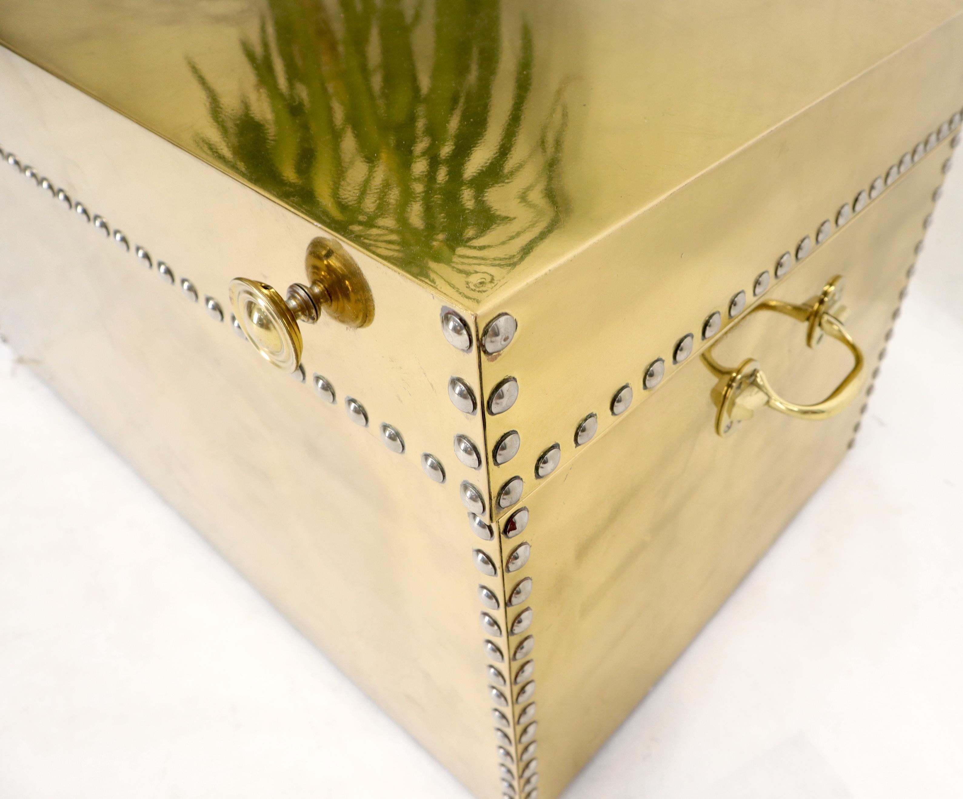 20th Century Clad Brass Studded Hope Chest Trunk Campaign Style