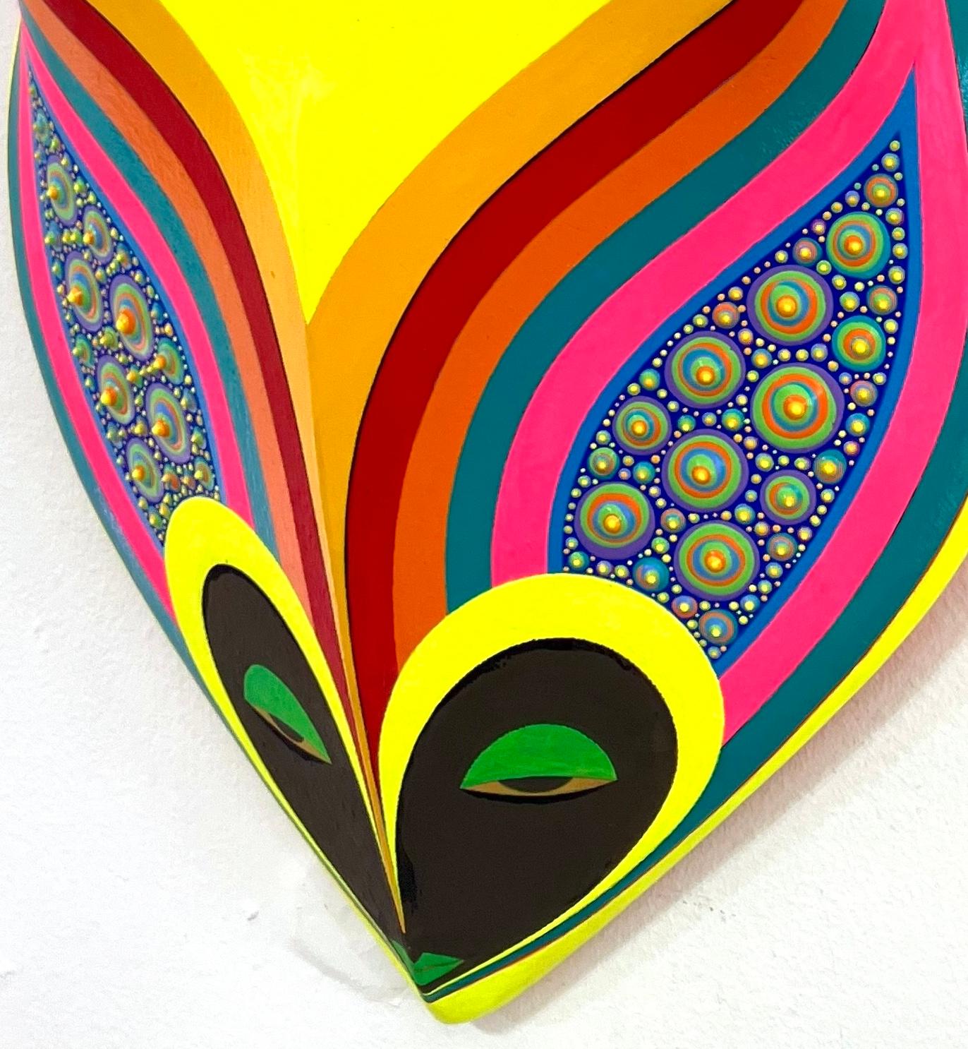 3D shaped painting / wall sculpture of African mask by Haitian-American artist - Abstract Painting by Claes Gabriel