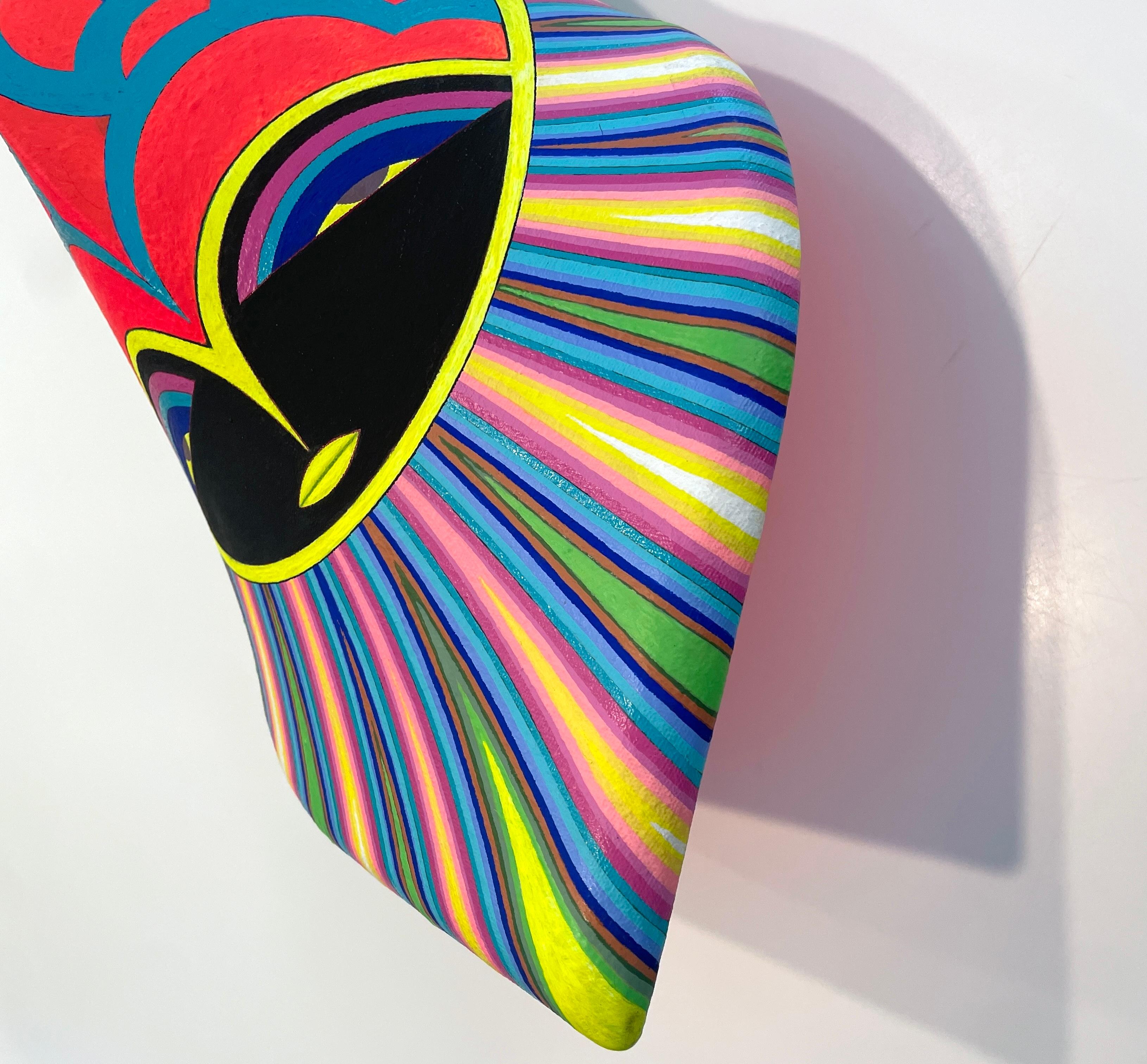 Peinture / sculpture murale en 3D d'un masque africain par un artiste haïtien-américain en vente 1