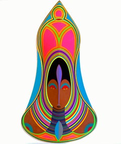 Peinture / sculpture murale en 3D d'un masque africain par un artiste haïtien-américain
