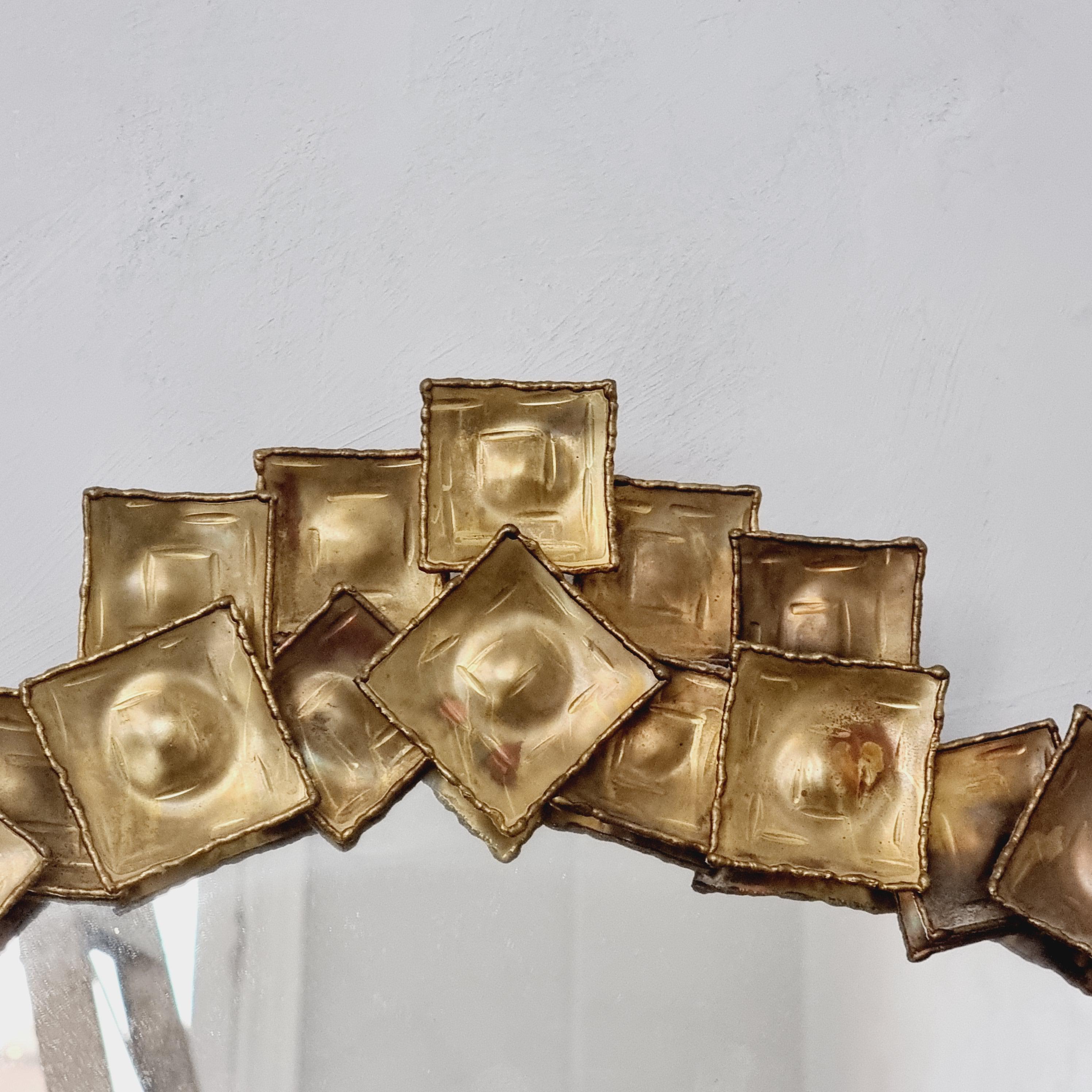 Brutalist Claës Giertta, brass mirror, Sweden, 1970s Brutalism For Sale