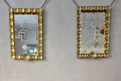 Claës Giertta, brass mirrors, 2 pcs available, Sweden, 1970s Brutalism