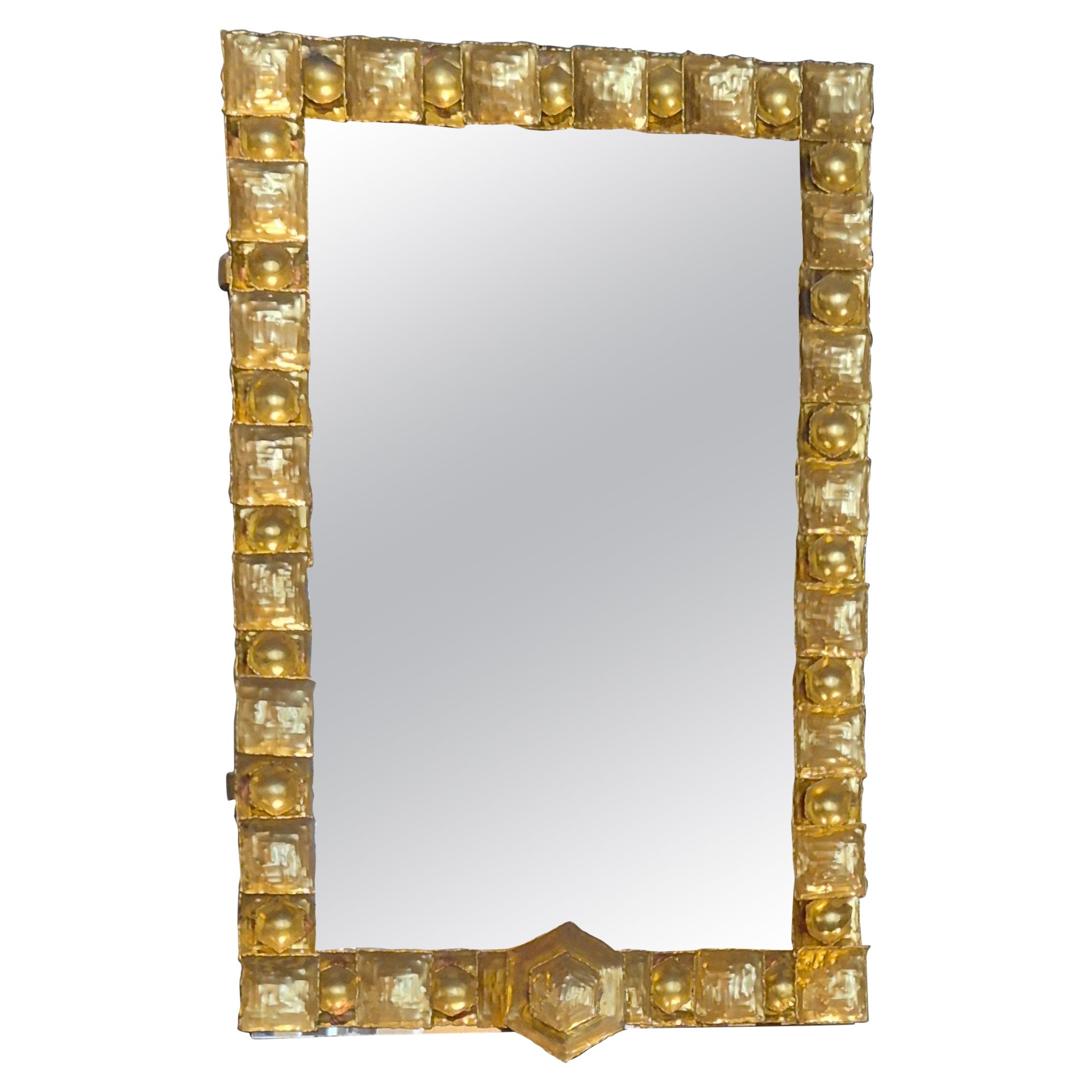 Claës Giertta, brass mirrors, 2 pcs available, Sweden, 1970s Brutalism For Sale