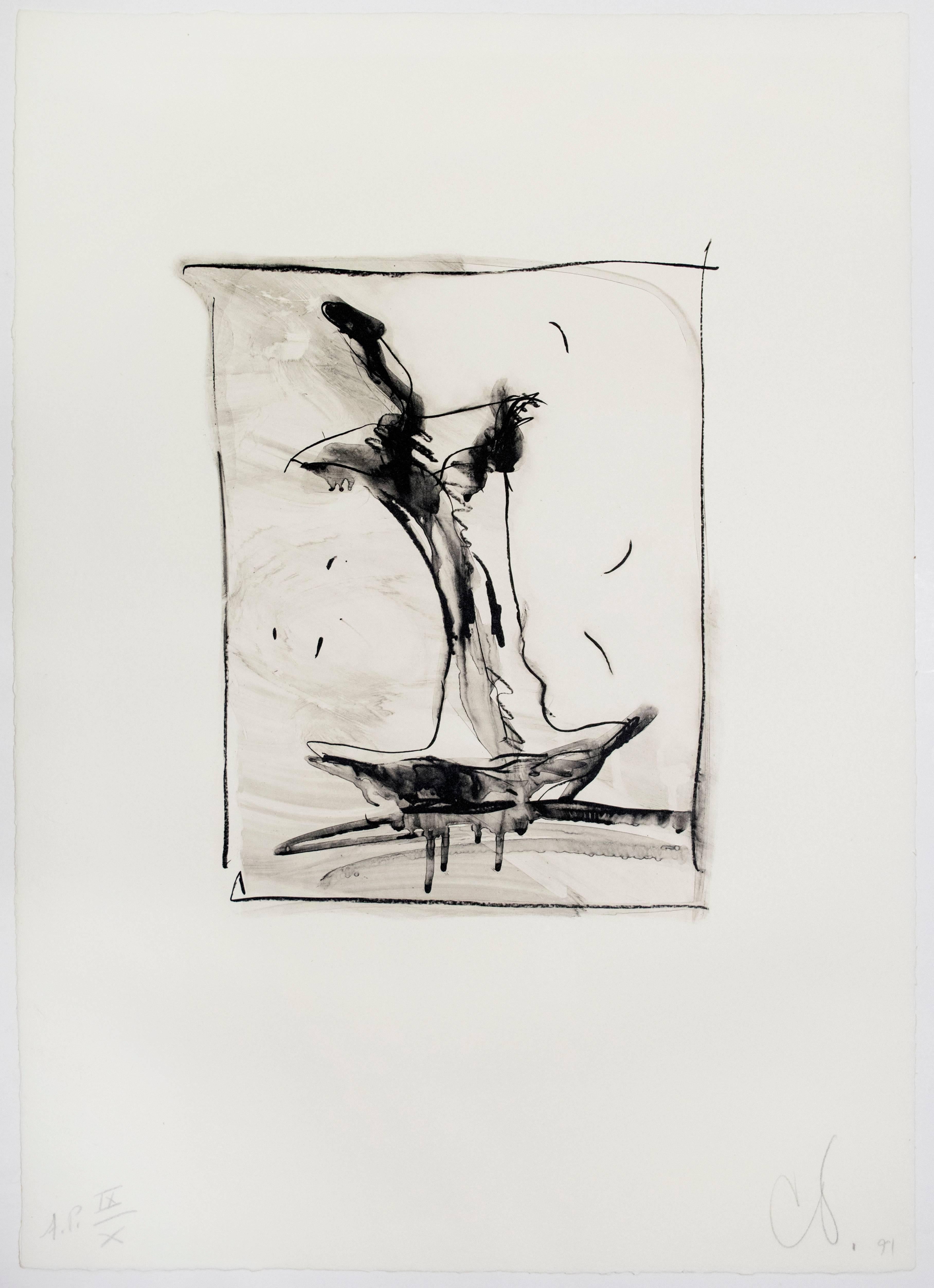 Claes Oldenburg Still-Life Print - Apple Core (Black and White State)